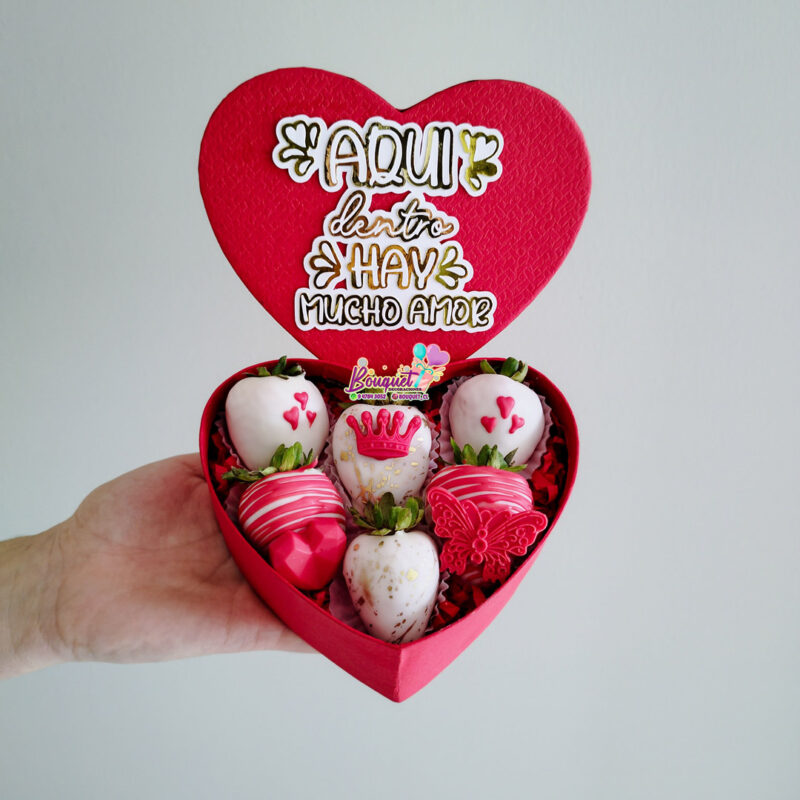 Corazon frutillas Bouquet decoraciones