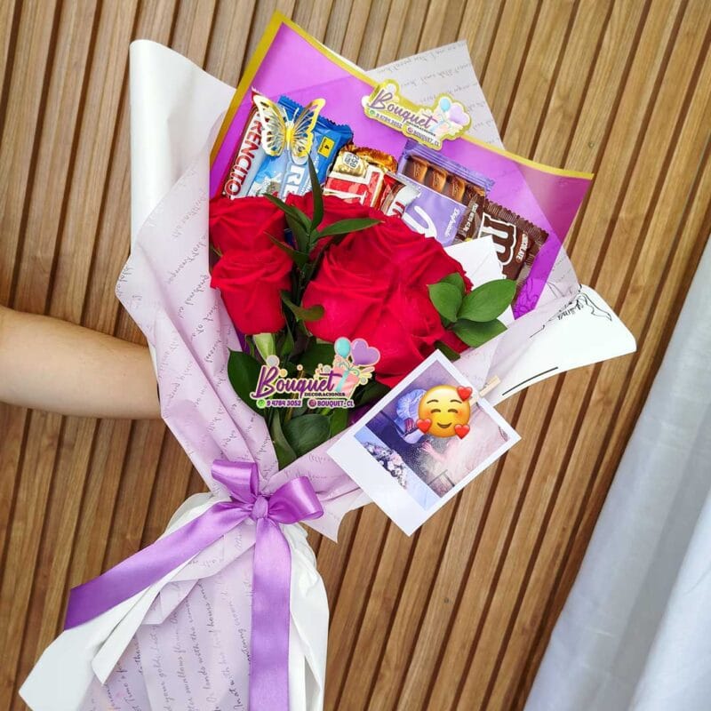ramo de rosas con chocolate
